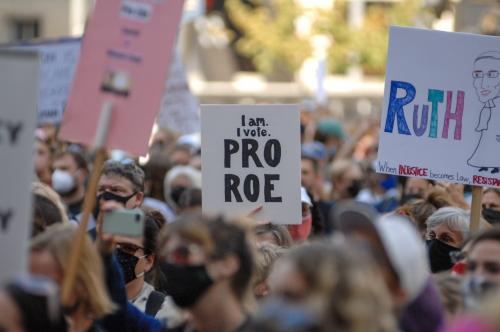 Thousands of protesters march from the Philadelphia Art Museum to City Hall for a rally to defend abortion rights, in Philadelphia, PA, on October 2, 2021. (Photo by Cory Clark/NurPhoto)