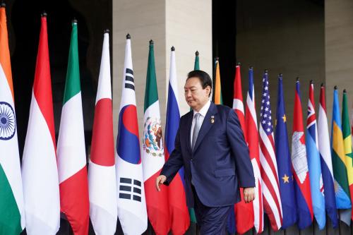 South Korean President Yoon Suk-yeol arrives for the G20 leaders' summit in Nusa Dua, Bali, Indonesia, November 15, 2022. REUTERS/Kevin Lamarque/Pool