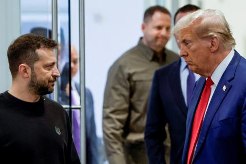 Republican presidential nominee and former U.S. President Donald Trump and Ukraine's President Volodymyr Zelenskiy meet at Trump Tower in New York City, U.S., September 27, 2024.