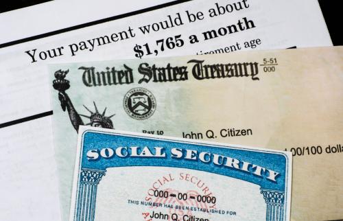 A blank social security card and check from the U.S. Treasury Department.